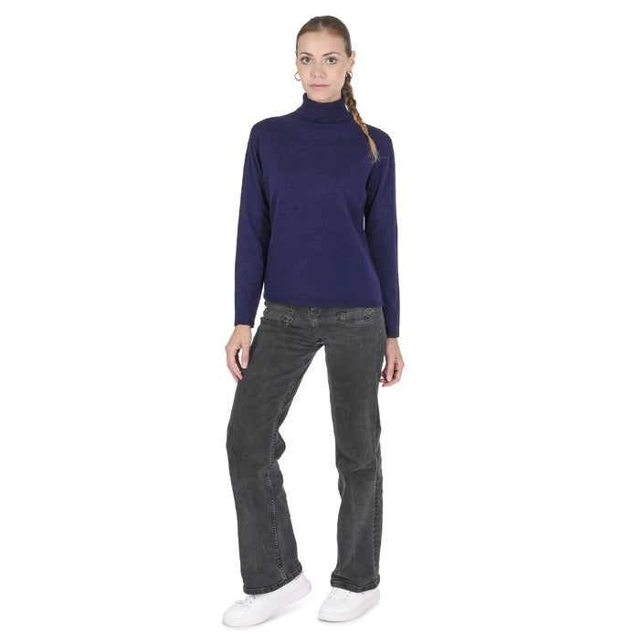 Crown of Edinburgh Cashmere Women's Turtleneck Sweater NAVY BLUE