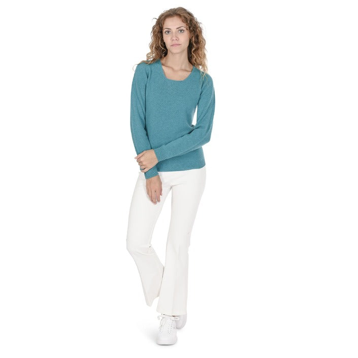 Crown of Edinburgh Cashmere Women's Square Neck Sweater TURQUOISE