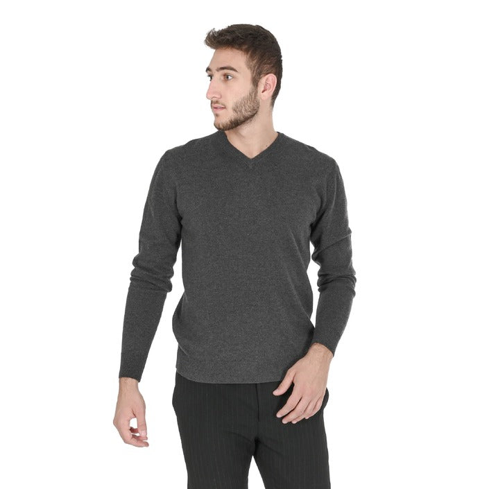 Crown of Edinburgh Cashmere Men's V Neck Sweater DARK GREY