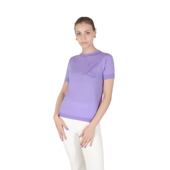 Crown of Edinburgh Cashmere Short Sleeve T-Shirt LILAC LETTER L
