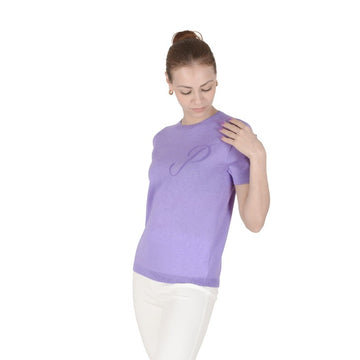 Crown of Edinburgh Cashmere Short Sleeve T-Shirt LILAC LETTER P