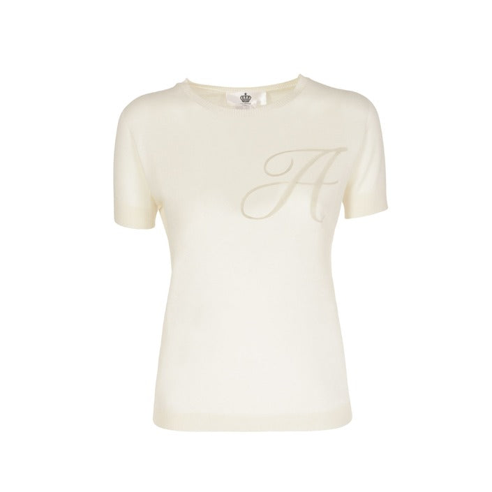Crown of Edinburgh Cashmere Short Sleeve T-Shirt IVORY LETTER A