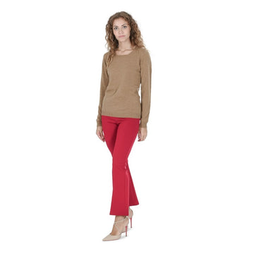 Crown of Edinburgh Cashmere Women's Square Neck Sweater BISCUIT
