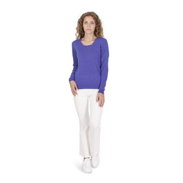 Crown of Edinburgh Cashmere Women's Square Neck Sweater ROYAL BLUE