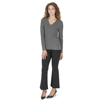 Crown of Edinburgh Cashmere Women's V Neck Sweater GREY