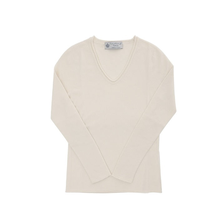 Crown of Edinburgh Cashmere Women's V Neck Sweater BEIGE