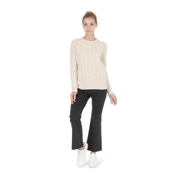 Crown of Edinburgh Cashmere Women's Round Neck Sweater CREAM