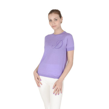 Crown of Edinburgh Cashmere Short Sleeve T-Shirt LILAC LETTER D