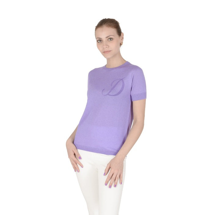 Crown of Edinburgh Cashmere Short Sleeve T-Shirt LILAC LETTER D