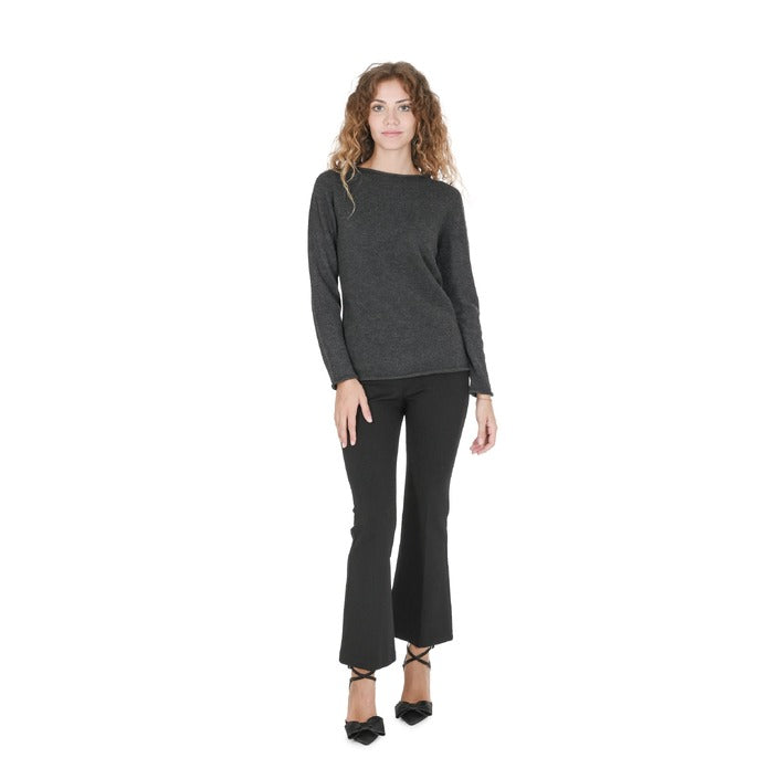 Crown of Edinburgh Cashmere Women's Boat Neck Sweater DARK GREY