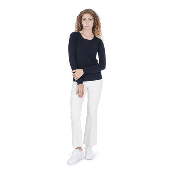 Crown of Edinburgh Cashmere Womens Square Neck Sweater NAVY
