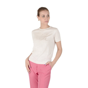Crown of Edinburgh Cashmere Short Sleeve T-Shirt IVORY LETTER K