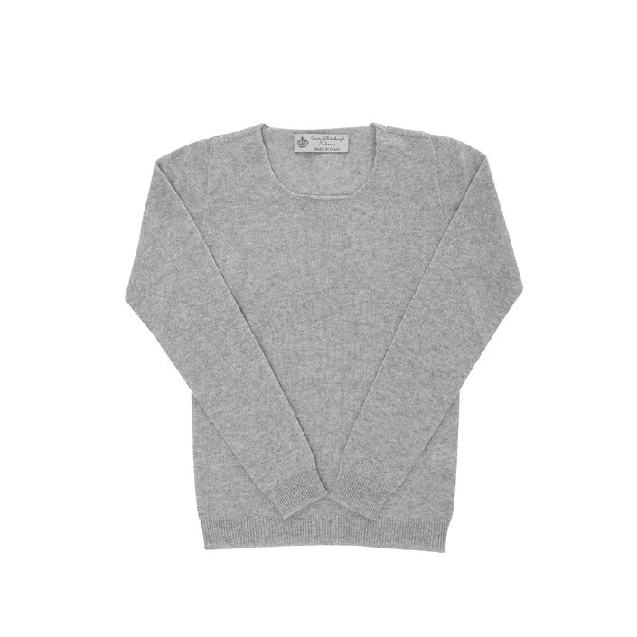 Crown of Edinburgh Cashmere Womens Square Neck Sweater PEWTER GREY