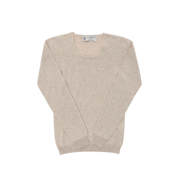 Crown of Edinburgh Cashmere Women's Square Neck Sweater SAND