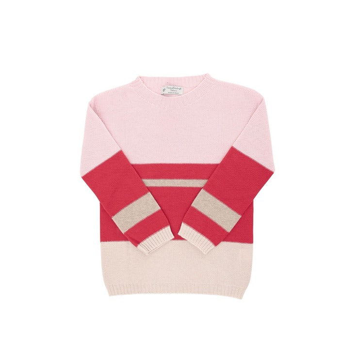 Crown of Edinburgh Cashmere Women's Boat Neck Sweater PINK/RED