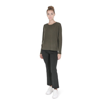 Crown of Edinburgh Cashmere Women's Oversize Boat Neck Sweater KHAKI