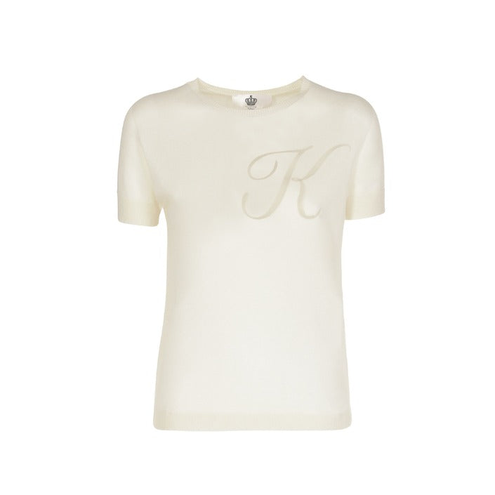 Crown of Edinburgh Cashmere Short Sleeve T-Shirt IVORY LETTER K