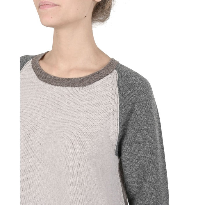 Crown of Edinburgh Cashmere Women's Round Neck Sweater GREY/BEIGE