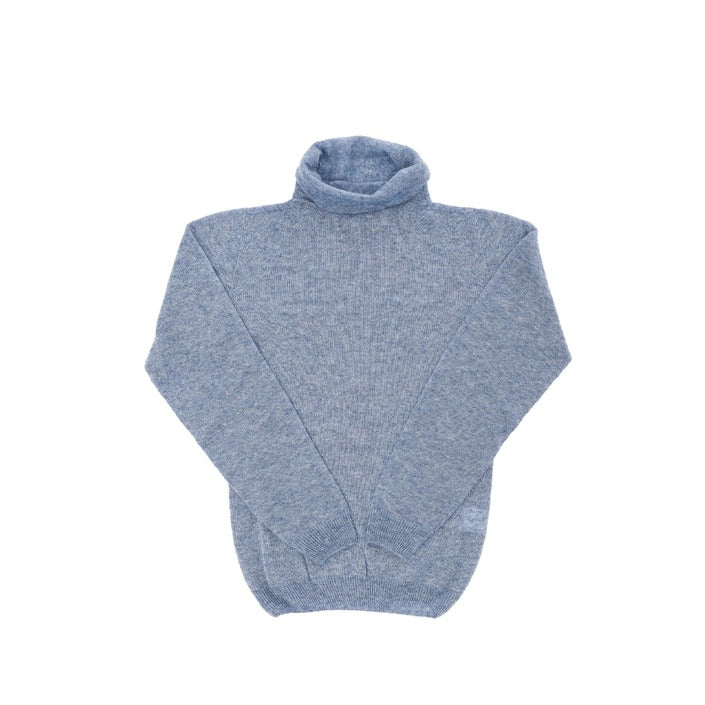 Crown of Edinburgh Cashmere Women's Turtleneck Sweater BLUE MELANGE