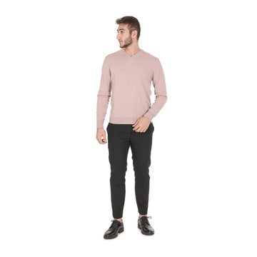 Crown of Edinburgh Cashmere Men's V Neck Sweater DUSTY PINK