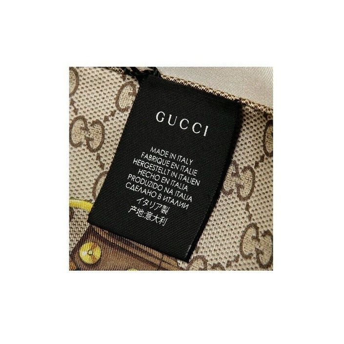 Gucci GG Monogram Print 100% Silk Scarf  90x90 cm Brown