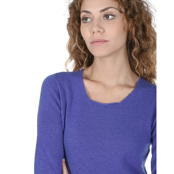 Crown of Edinburgh Cashmere Women's Square Neck Sweater ROYAL BLUE