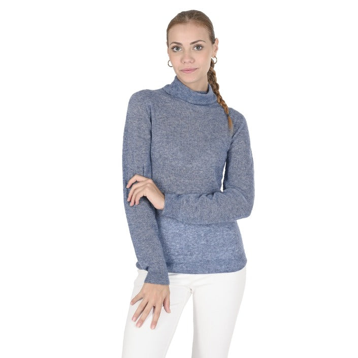 Crown of Edinburgh Cashmere Women's Turtleneck Sweater BLUE MELANGE