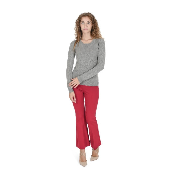 Crown of Edinburgh Cashmere Womens Square Neck Sweater PEWTER GREY