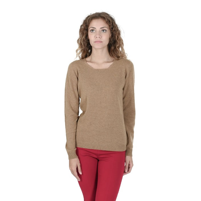 Crown of Edinburgh Cashmere Women's Square Neck Sweater BISCUIT