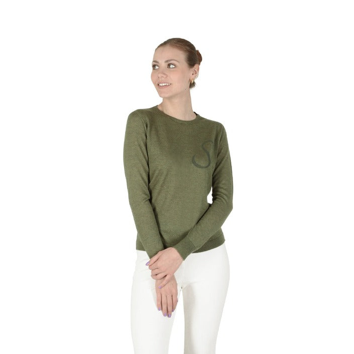 Crown of Edinburgh Cashmere Long Sleeve GREEN LETTER S