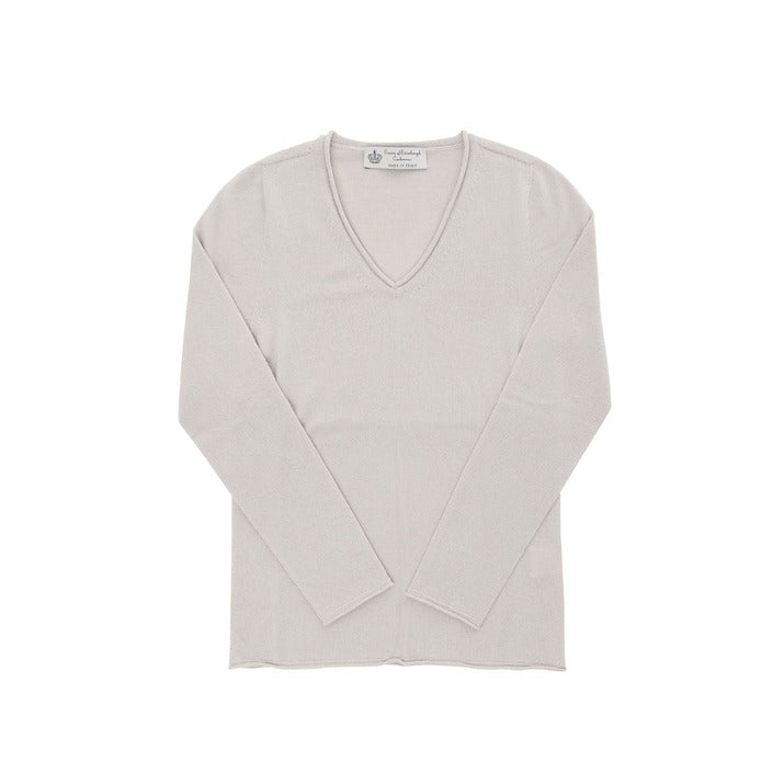 Crown of Edinburgh Cashmere Women's V Neck Sweater OYSTER