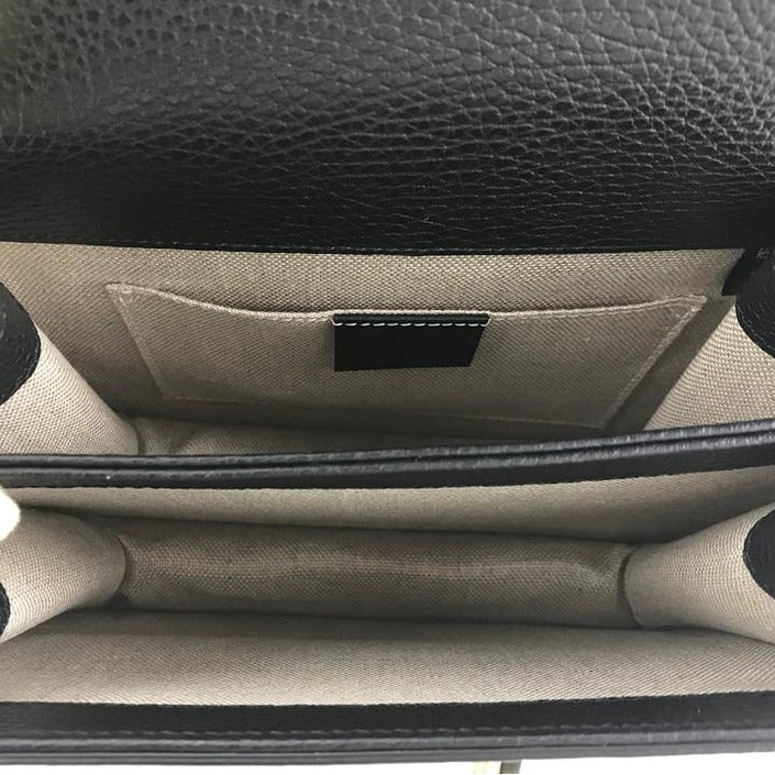 Gucci Interlocking Leather Bag with Chain Black