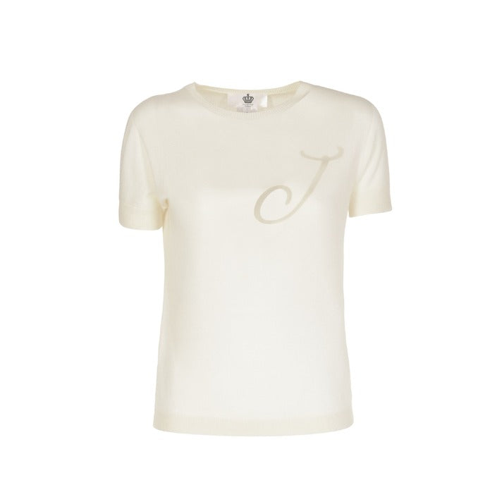 Crown of Edinburgh Cashmere Short Sleeve T-Shirt IVORY LETTER J