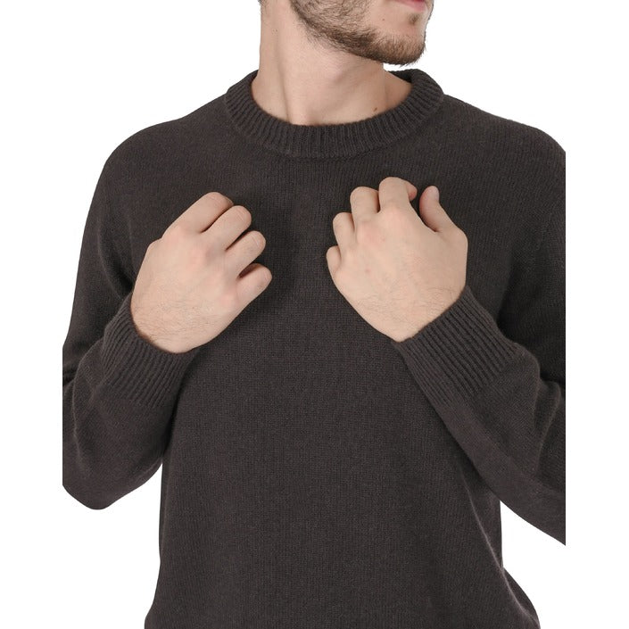Crown of Edinburgh Cashmere Men's Round Neck Sweater BROWN