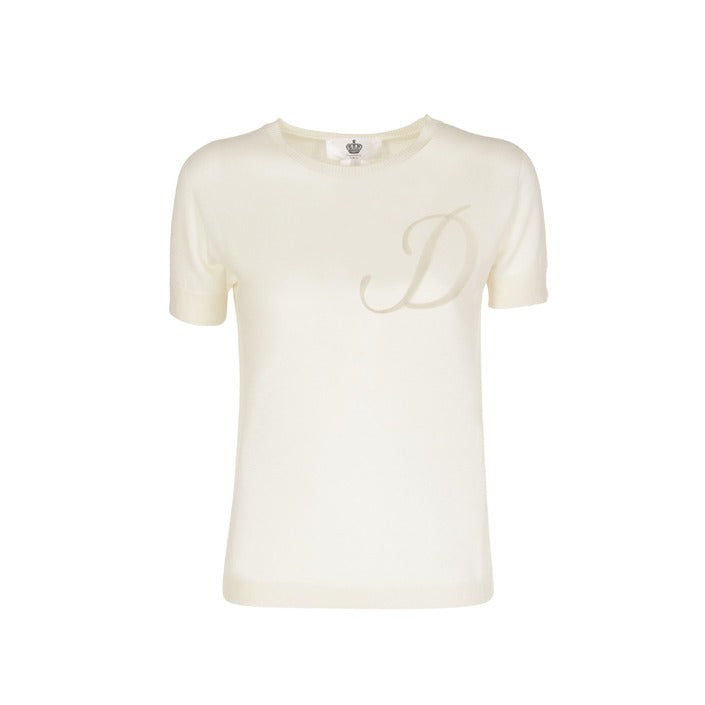 Crown of Edinburgh Cashmere Short Sleeve T-Shirt IVORY LETTER D