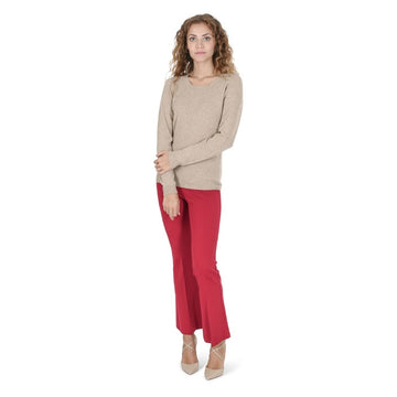 Crown of Edinburgh Cashmere Women's Square Neck Sweater SAND