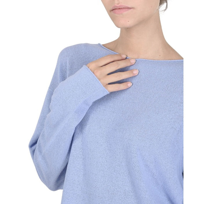 Crown of Edinburgh Cashmere Women's Oversize Boat Neck Sweater SKY BLUE