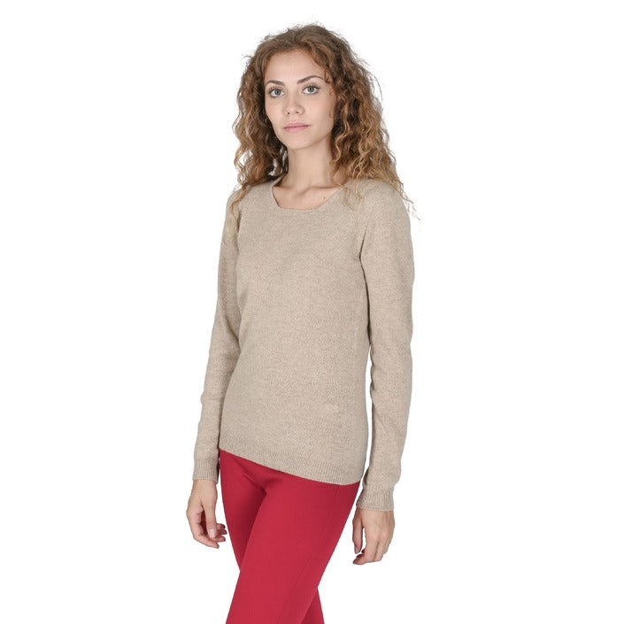 Crown of Edinburgh Cashmere Women's Square Neck Sweater SAND