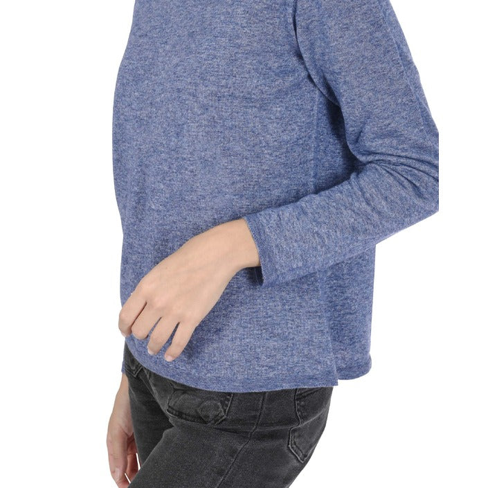 Crown of Edinburgh Cashmere Women's Turtleneck Sweater BLU MELANGE