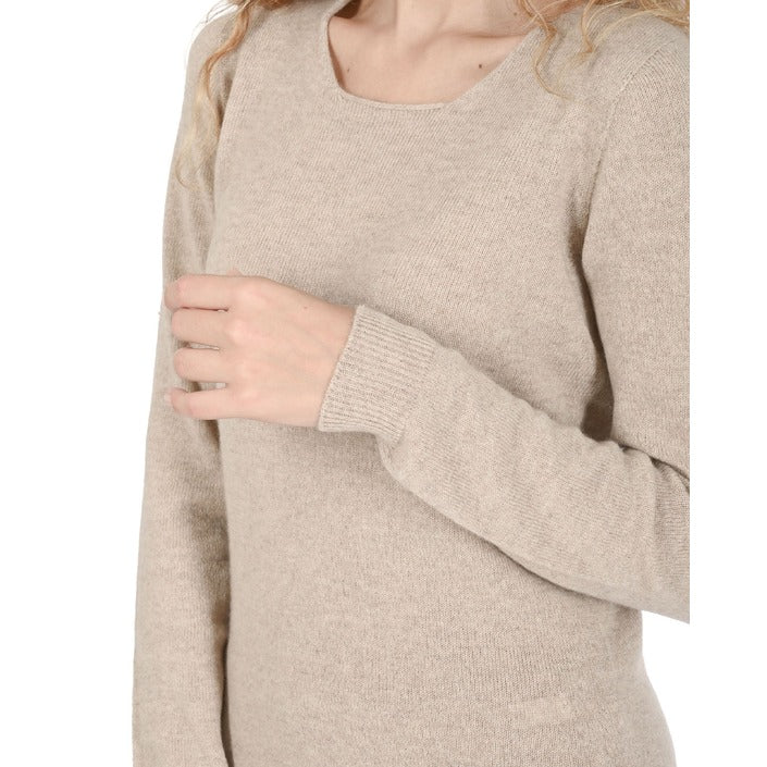 Crown of Edinburgh Cashmere Women's Square Neck Sweater SAND