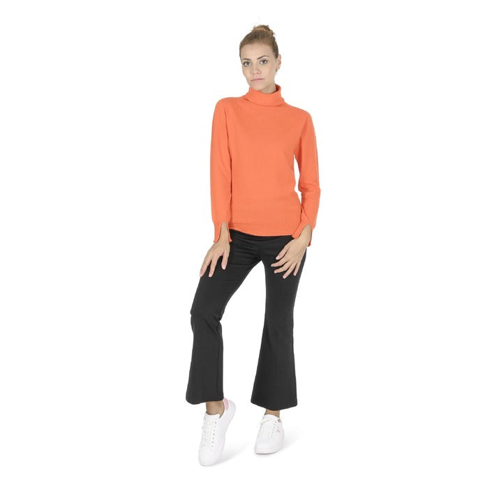 Crown of Edinburgh Cashmere Womens Turtleneck Sweater ORANGE