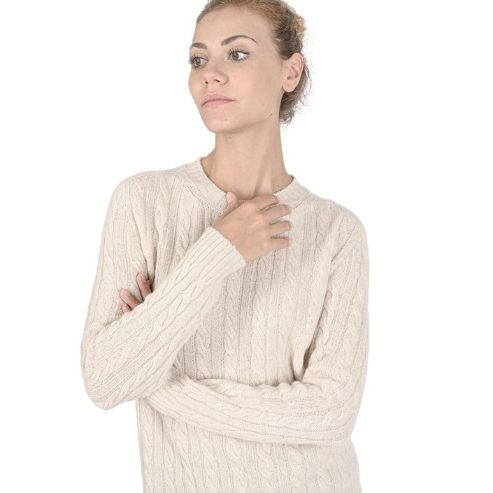 Crown of Edinburgh Cashmere Women's Round Neck Sweater CREAM