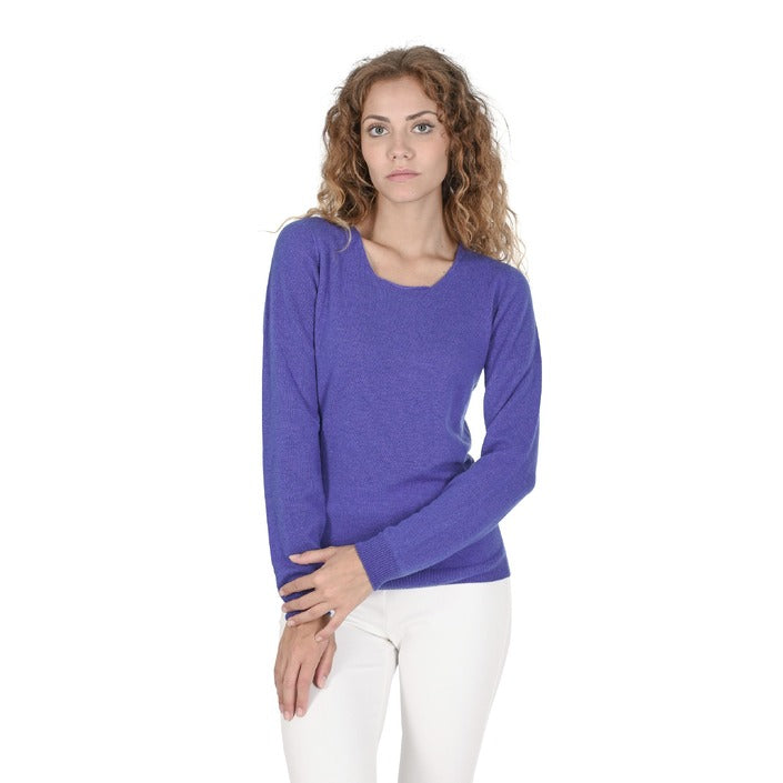 Crown of Edinburgh Cashmere Women's Square Neck Sweater ROYAL BLUE