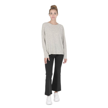 Crown of Edinburgh Cashmere Women's Oversize Boat Neck Sweater GREY MELANGE