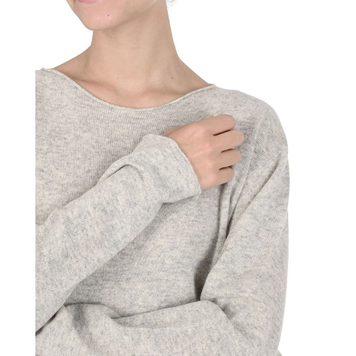 Crown of Edinburgh Cashmere Women's Oversize Boat Neck Sweater GREY MELANGE