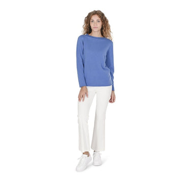 Crown of Edinburgh Cashmere Women's Boat Neck Sweater BRIGHT BLUE