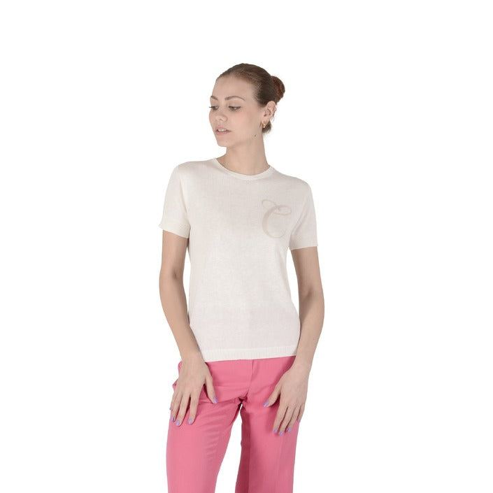 Crown of Edinburgh Cashmere Short Sleeve T-Shirt IVORY LETTER C