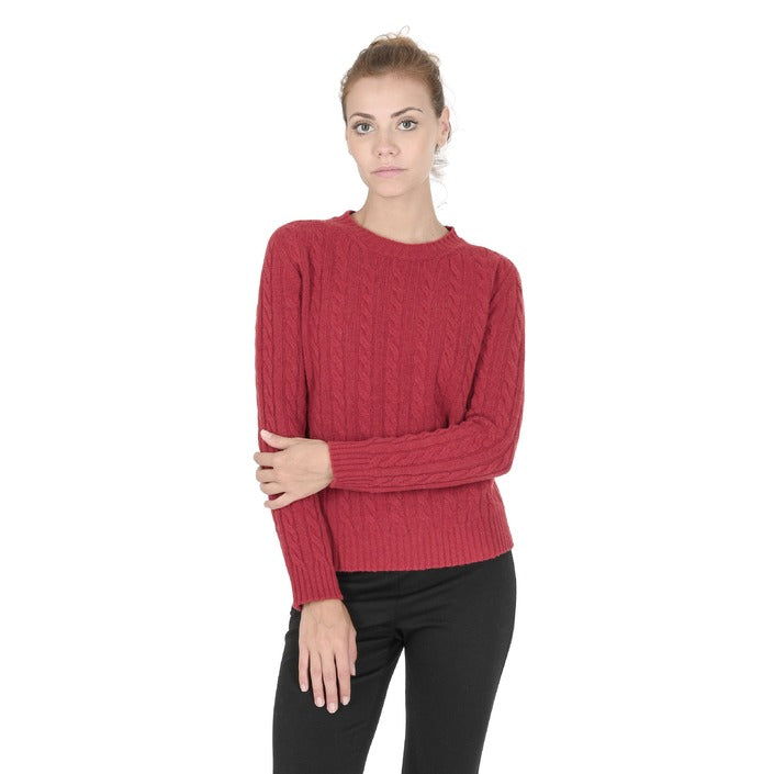 Crown of Edinburgh Cashmere Women's Round Neck Sweater RED