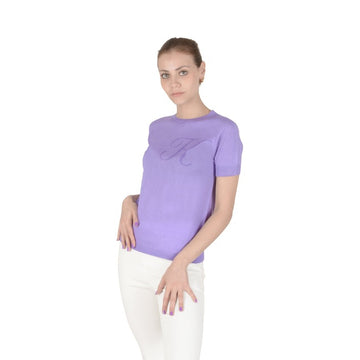 Crown of Edinburgh Cashmere Short Sleeve T-Shirt LILAC LETTER K