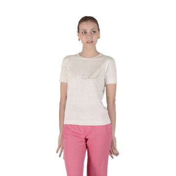 Crown of Edinburgh Cashmere Short Sleeve T-Shirt IVORY LETTER D
